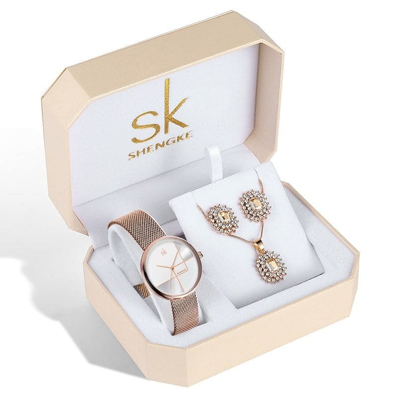Kit Relógio Feminino SK Shengke