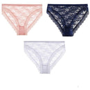 Calcinha De Renda Floral Transparente Kit 3pcs