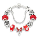 Pulseira Feminina com Berloques Mickey e Minnie