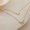 Colar Duplo Borboleta Prata 925