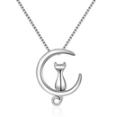 Colar Gato Na Lua Prata 925